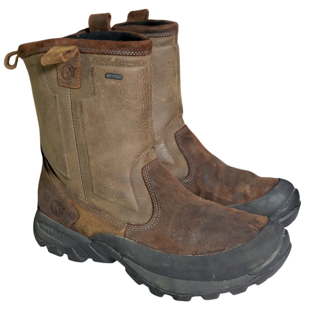 Merrell Bergenz Boots Mens Size 13 Brown Leather J75295 Waterproof Primaloft